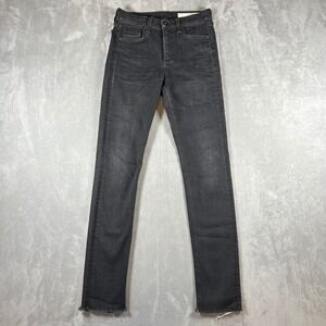 Rag & Bone 10 Inch Dre Slim Boyfriend Jeans Worn Black Raw Hem Size 24